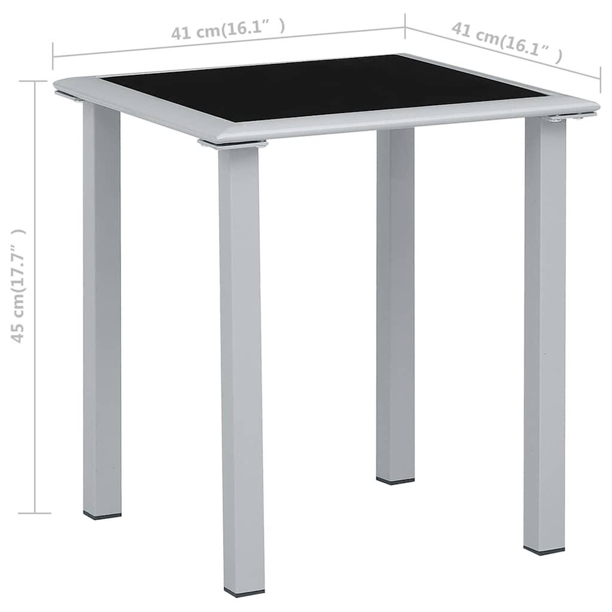Voir la diapositive 4 : VIDAXL Table de jardin noir et argente 41x41x45 cm acier et verre