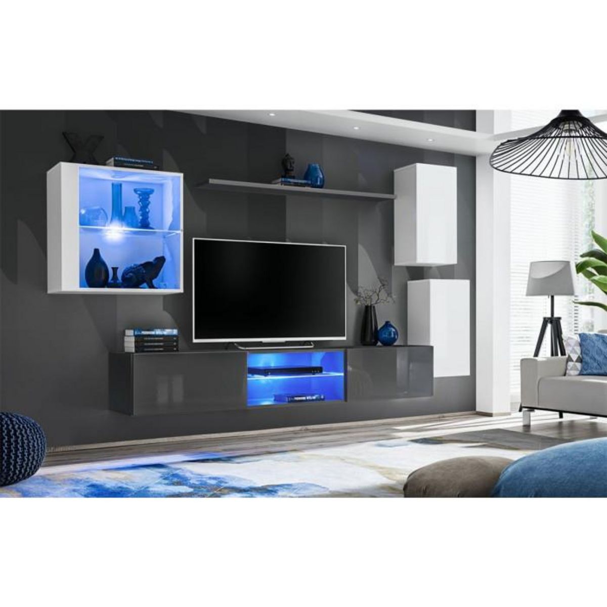 Paris Prix Ensemble Meuble TV  Switch XXIII  250cm Blanc & Gris