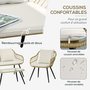 Voir la diapositive 5 : OUTSUNNY Salon de jardin 4 pers. 4 pièces style exotique métal époxy noir résine imitation bambou coussins grand confort inclus polyester beige