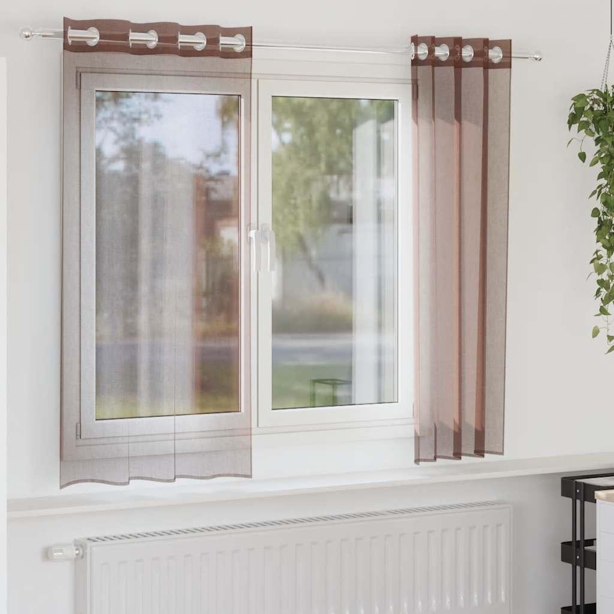 VIDAXL Rideaux en voile avec œillets 2 pcs marron 140x175 cm