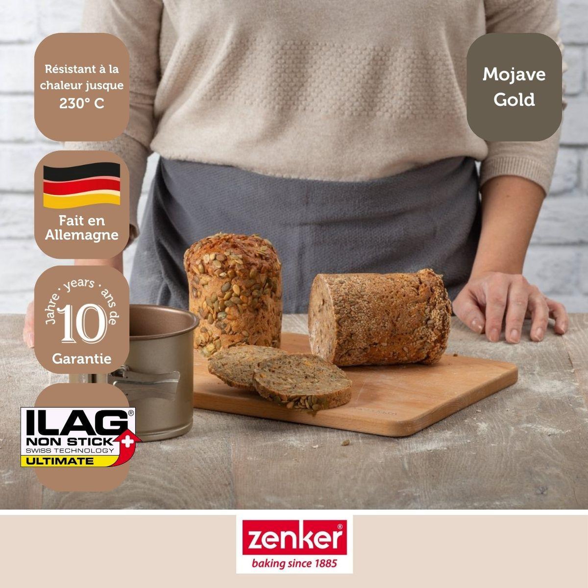 Voir la diapositive 5 : ZENKER Petit moule à panettone 12 x 10 cm Zenker Mojave Gold