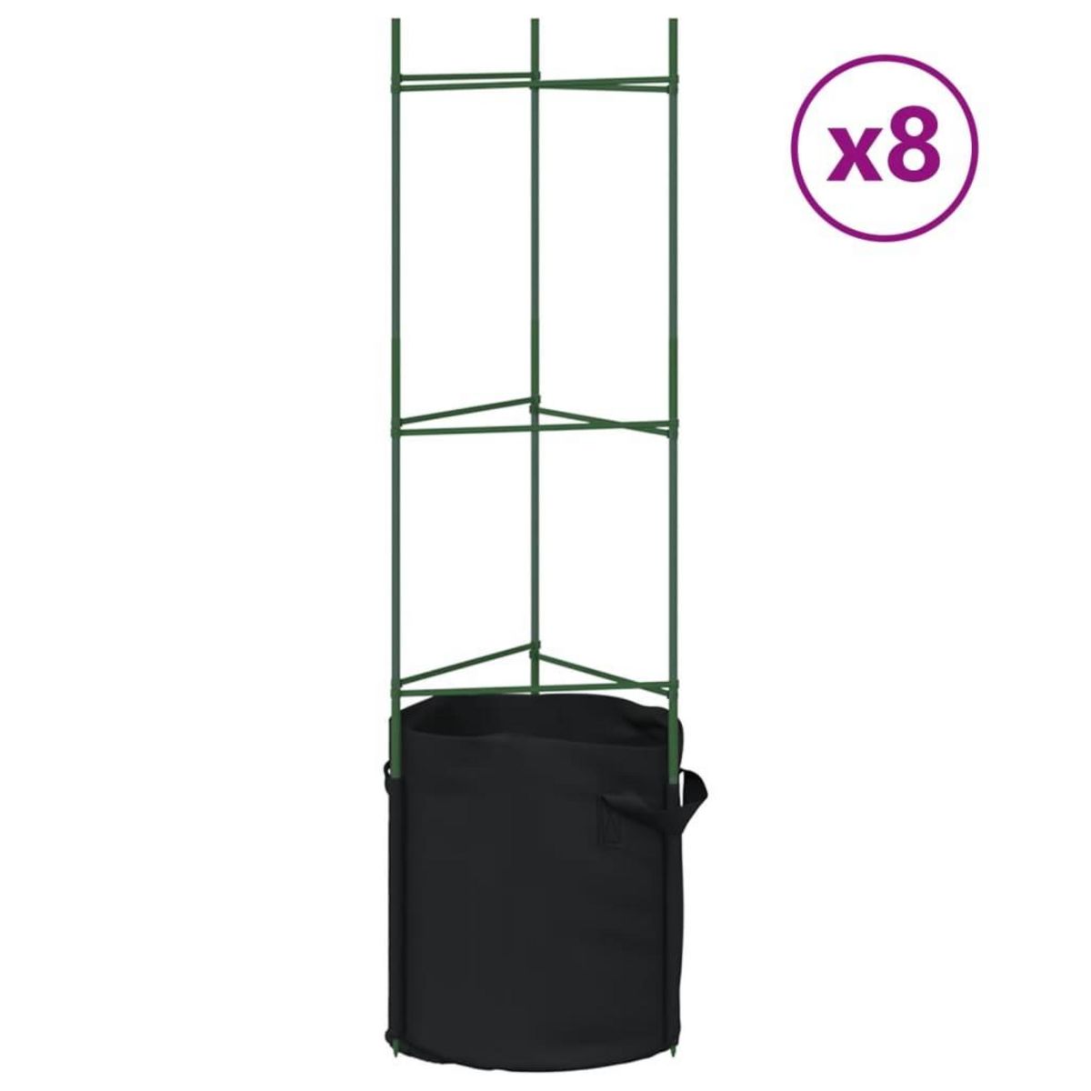 VIDAXL Cages a tomates avec sacs a plantes 8 pcs 116 cm acier et PP