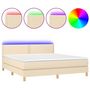 Voir la diapositive 2 : VIDAXL Sommier a lattes de lit avec matelas LED Creme 180x200 cm Tissu