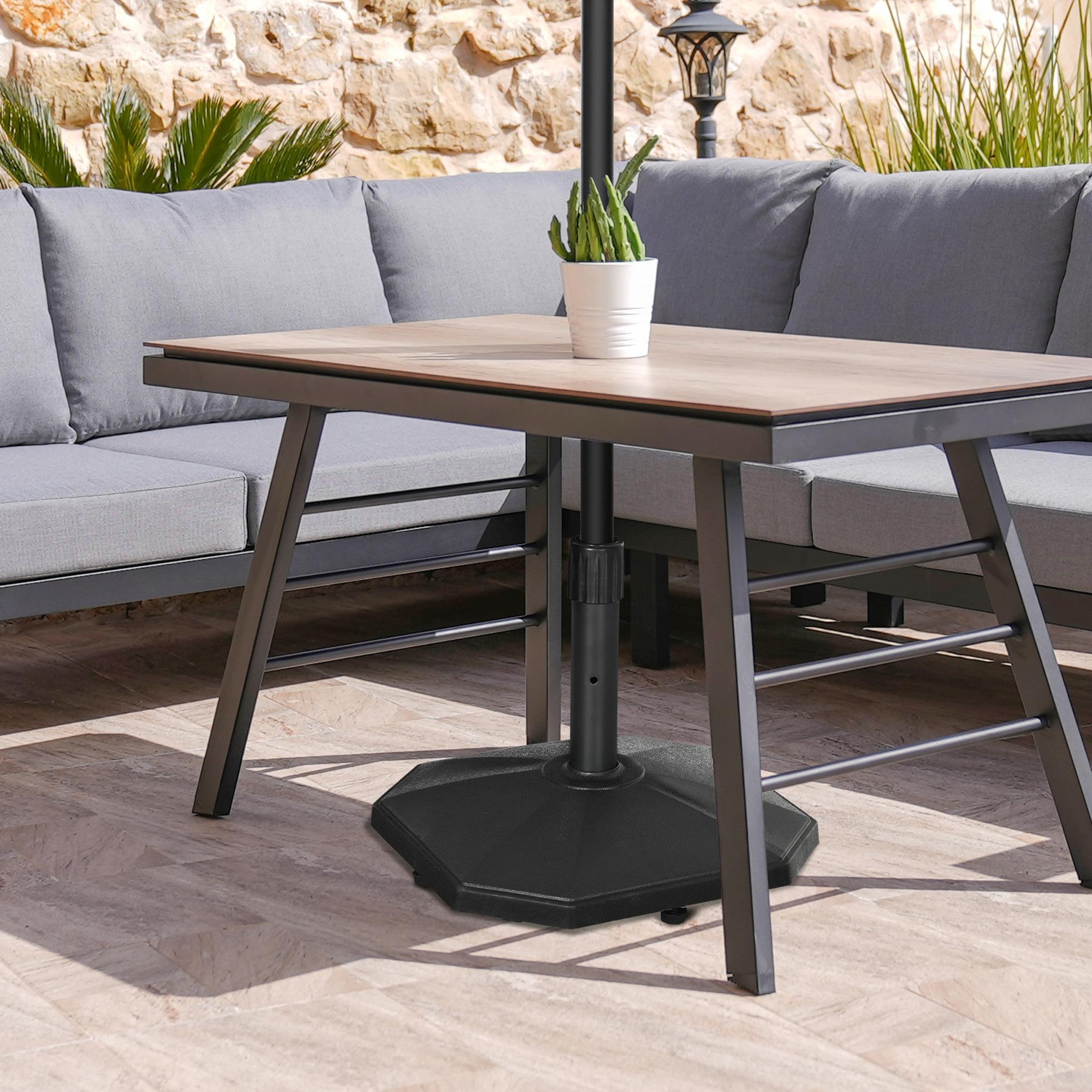 Voir la diapositive 5 : OUTSUNNY Pied de parasol base de parasol support parasol en polyéthylène pour mât Ø 32, 34 et 38 mm - 46 x 46 x 39 cm noir