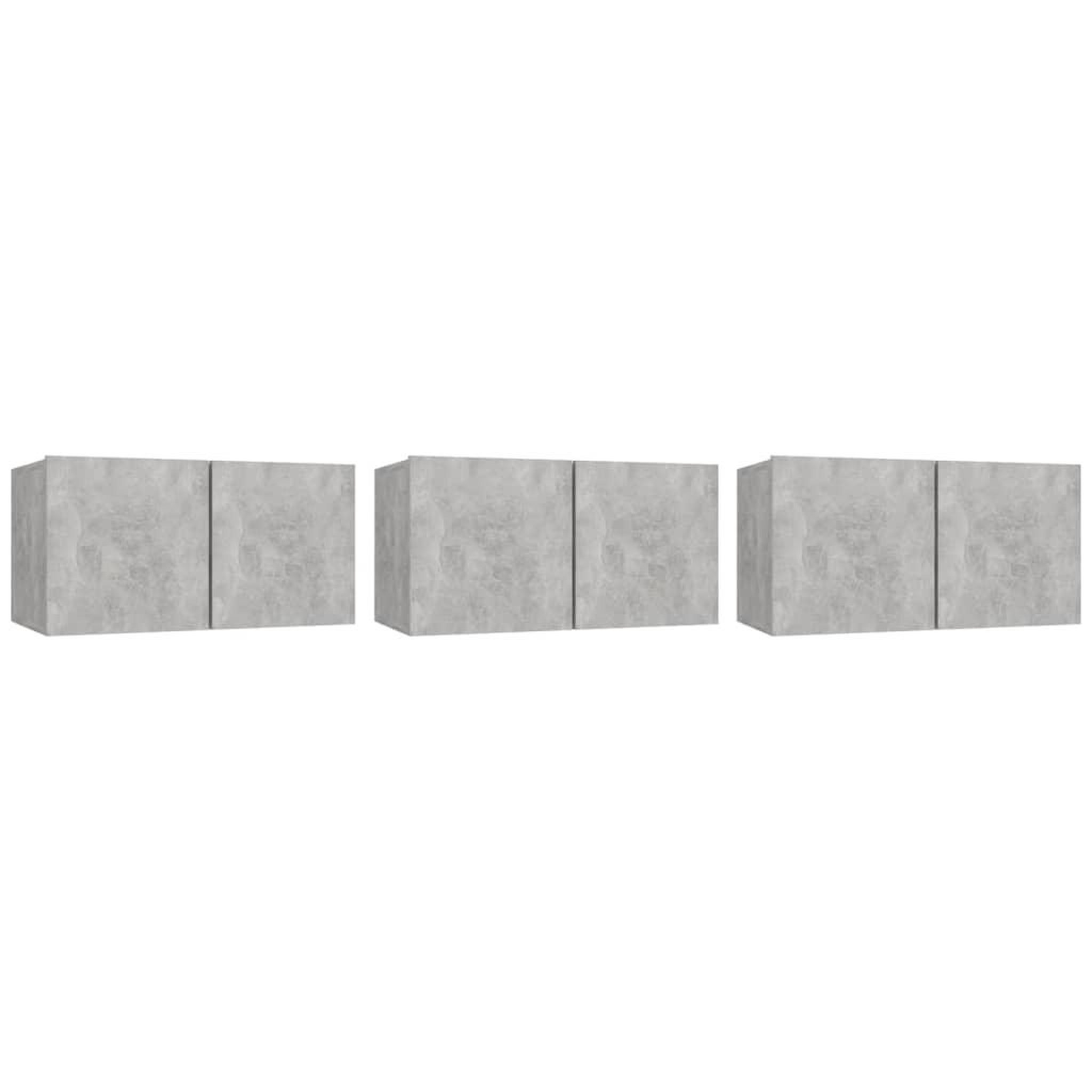 Voir la diapositive 2 : VIDAXL Meubles TV suspendus 3 pcs Gris beton 60x30x30 cm
