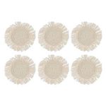 Paris Prix Lot de 6 Dessous de Verre  Franges  14cm Beige
