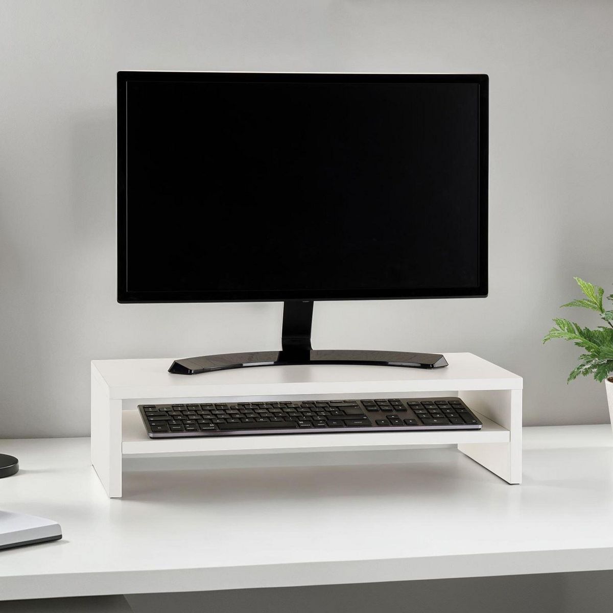 IDIMEX Réhausseur d'écran CONNECT avec 1 étagère, en bois