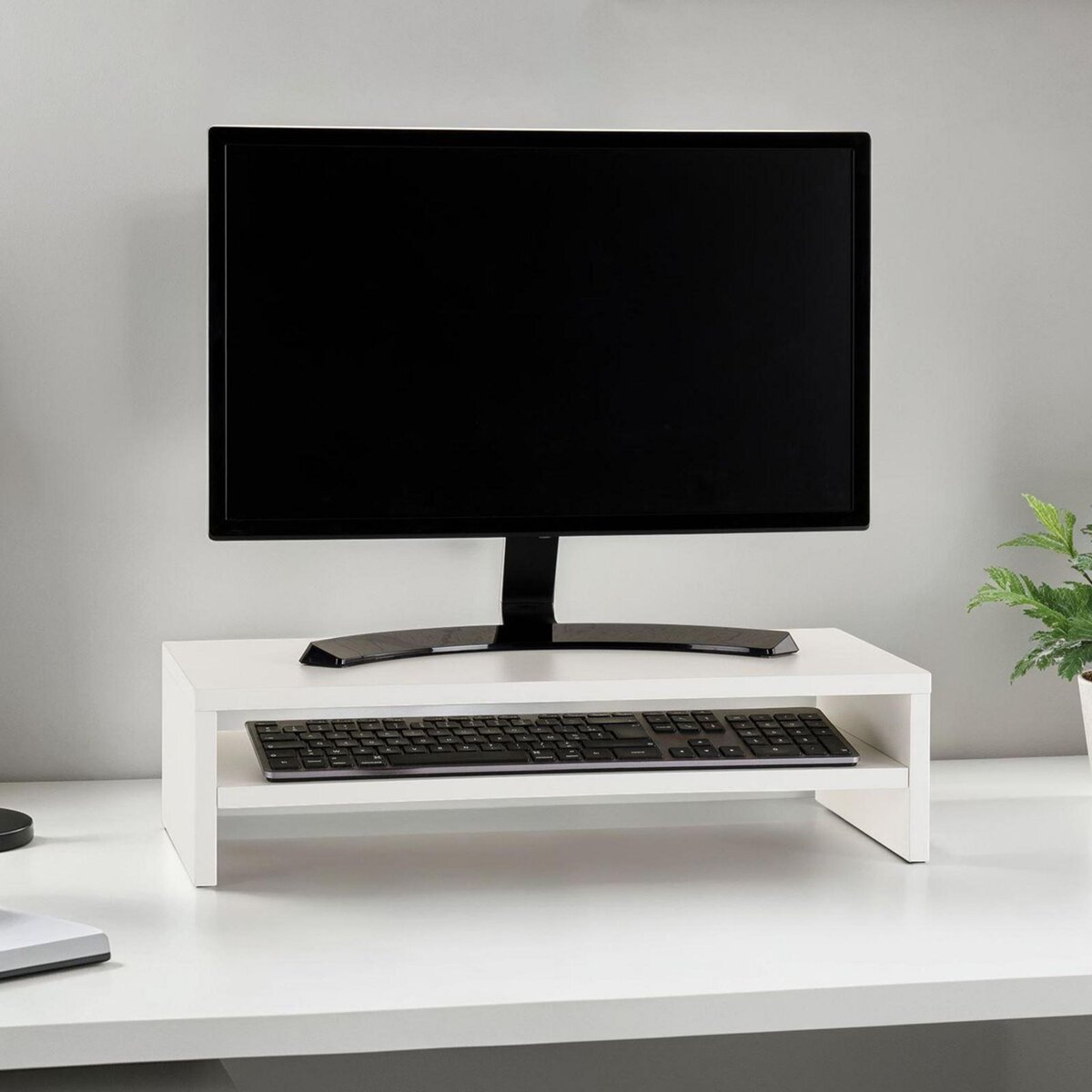 IDIMEX Réhausseur d'écran CONNECT avec 1 étagère, en bois