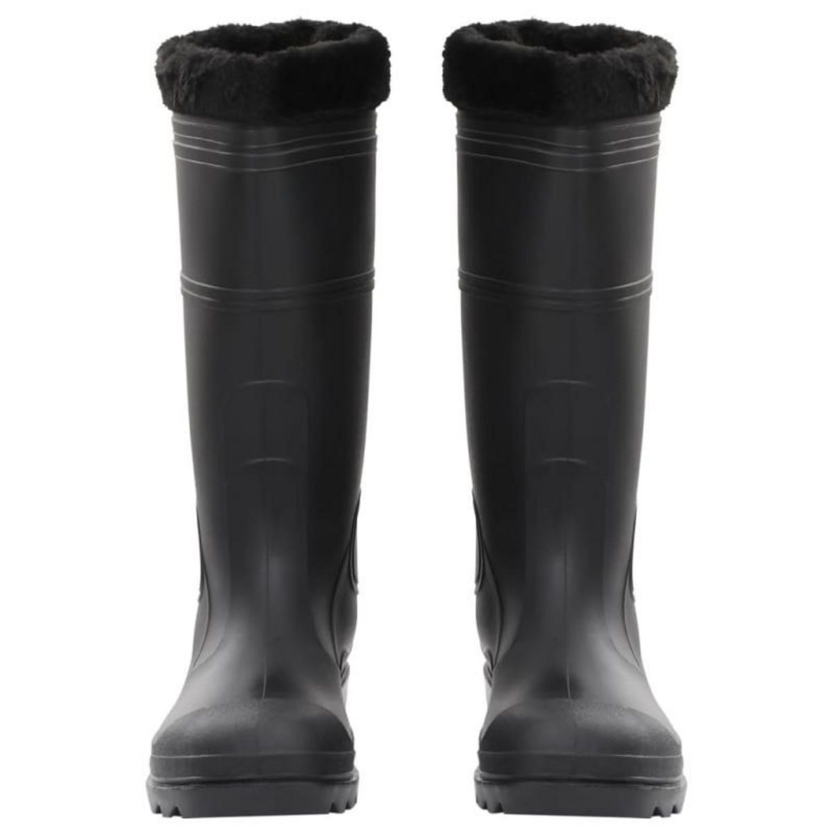 VIDAXL Bottes de pluie avec chaussettes amovibles noir taille 44 PVC