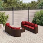 VIDAXL Salon de jardin avec coussins 9 pcs marron resine tressee