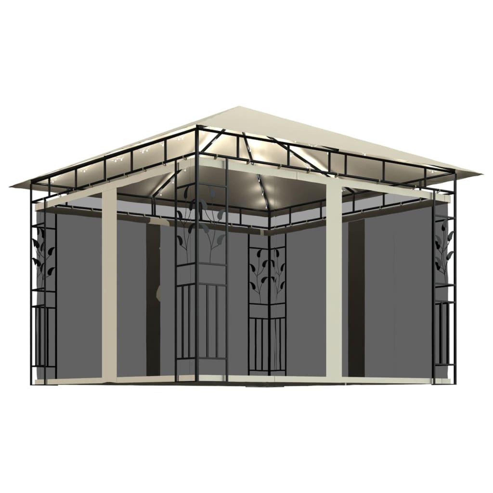 Voir la diapositive 2 : VIDAXL Tonnelle avec moustiquaire et lumieres LED 3x3x2,73 m Creme