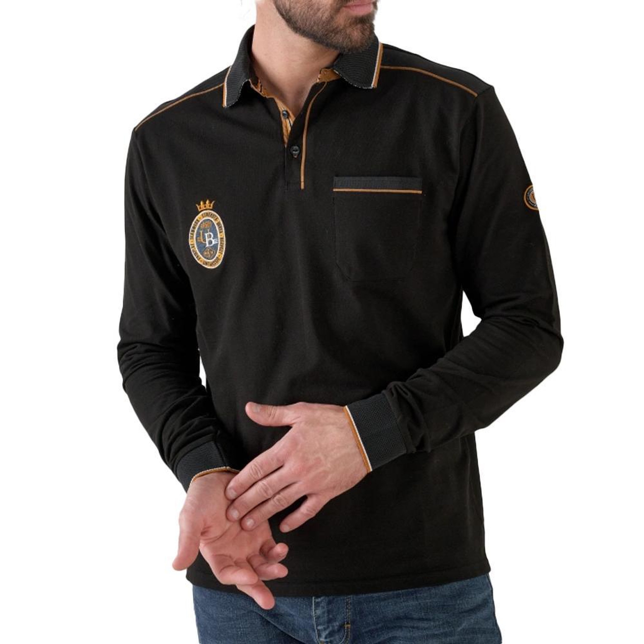 RMS 26 Polo Manches Longues  Homme RMS26 AUKLAND. Coloris disponibles : Noir