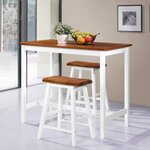 VIDAXL Table de bar et tabouret 3 pcs Bois massif