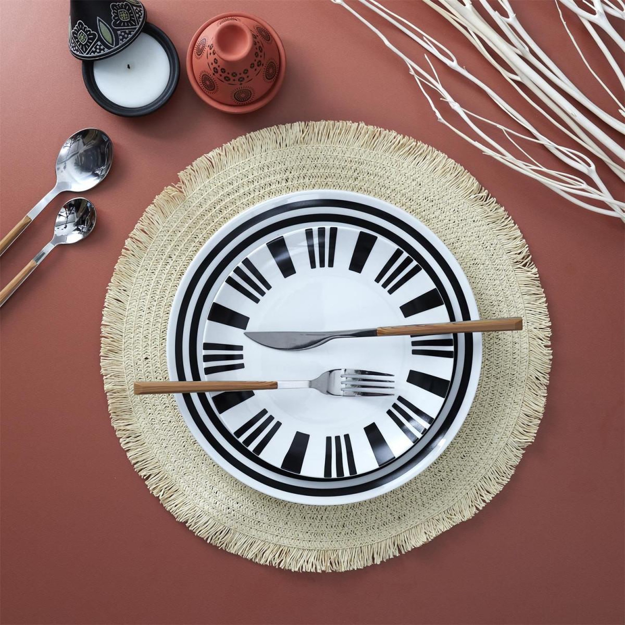 Voir la diapositive 2 : The Home Deco Factory Set de table déco  mirage  38cm beige