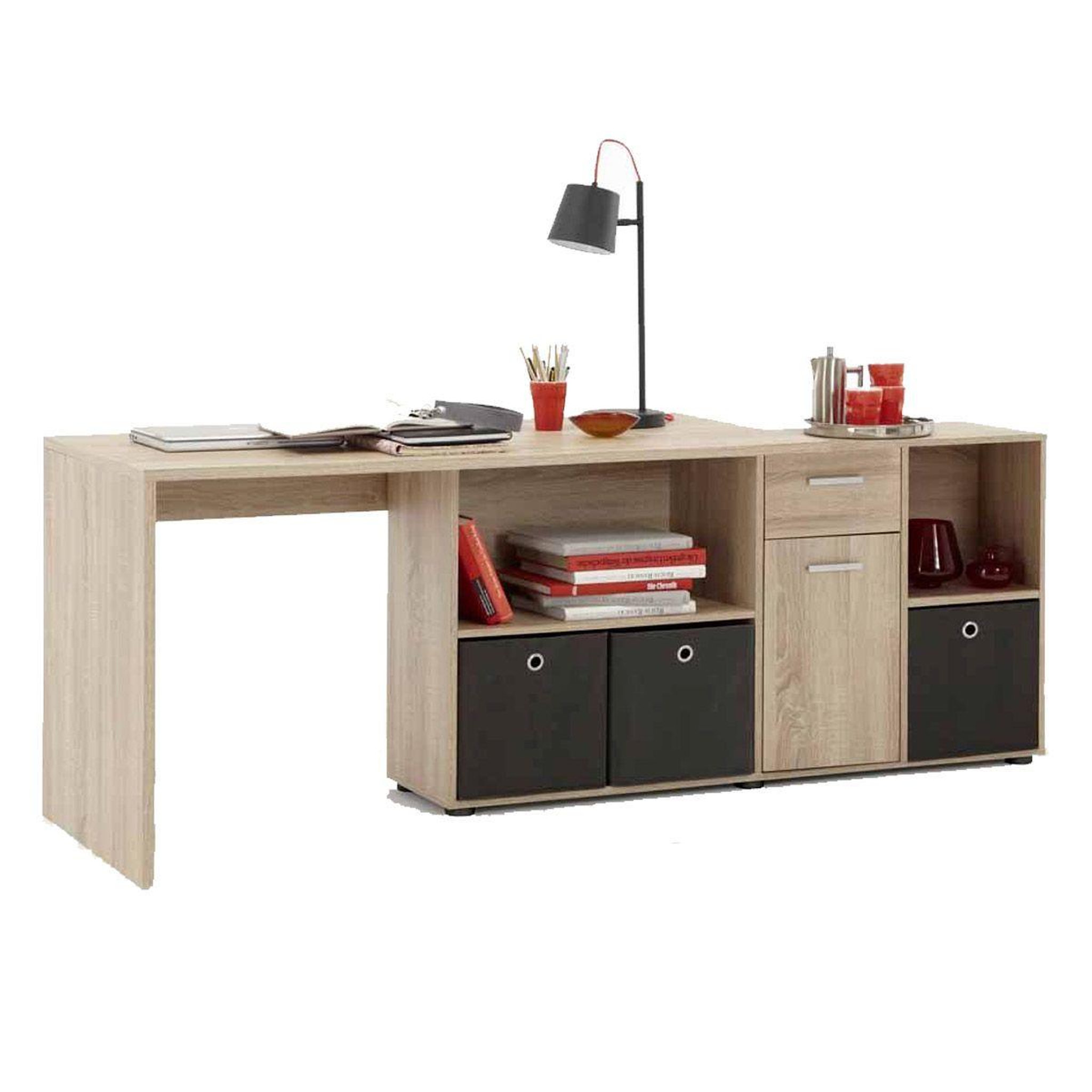 Paris Prix Bureau d'angle réversible  oxela  135cm chêne clair