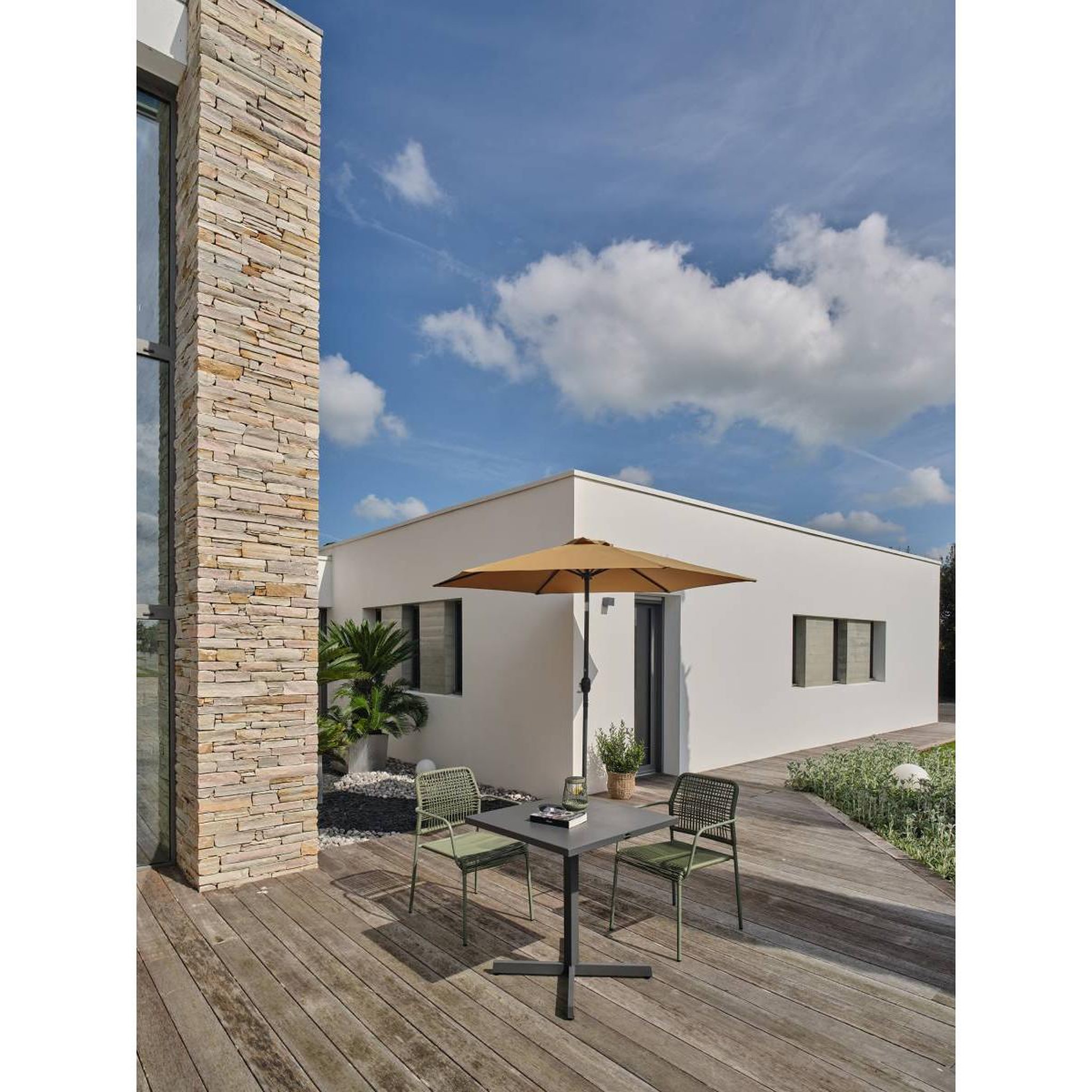 Voir la diapositive 3 : DCB GARDEN Parasol Inclinable à Manivelle  Marbella  270cm Moutarde