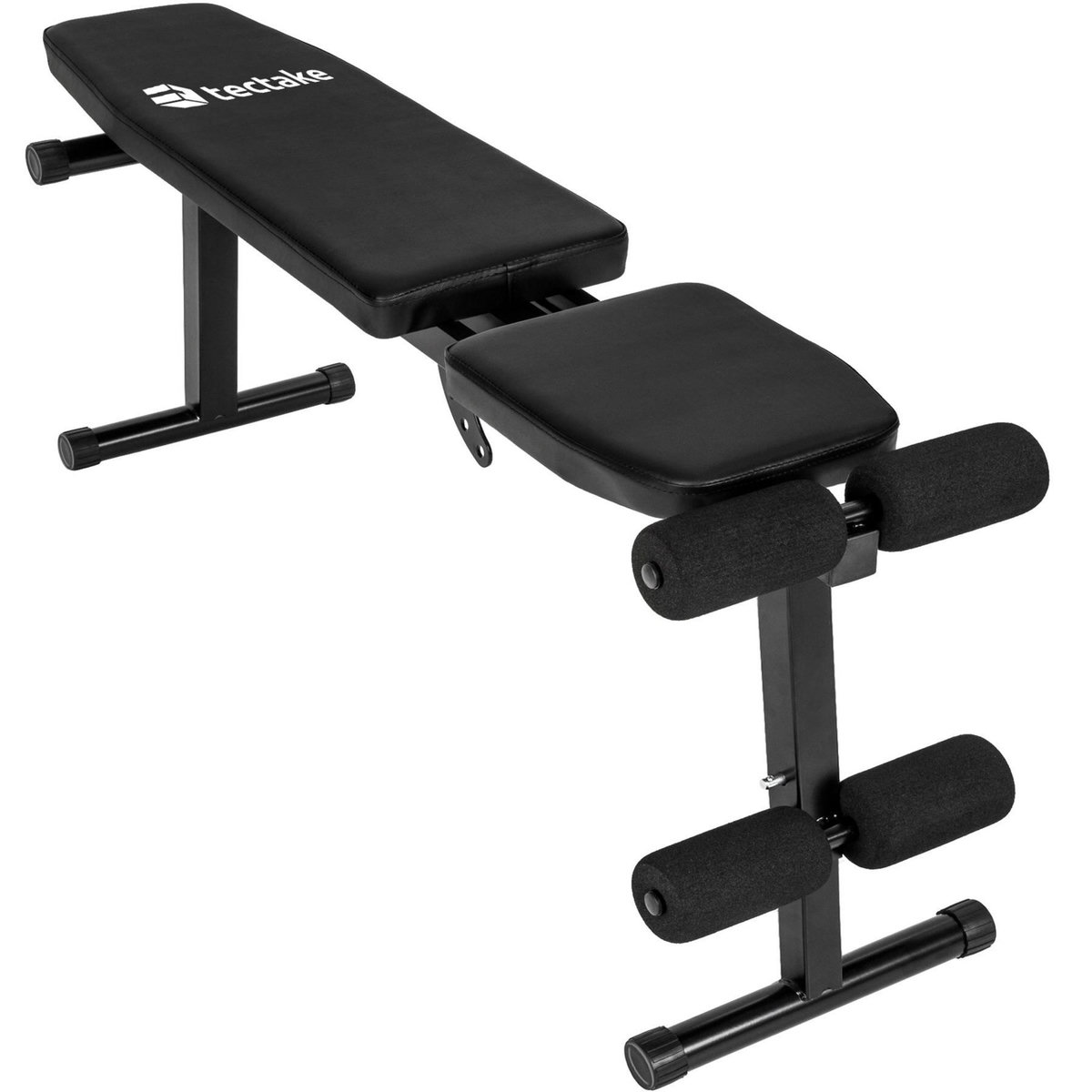 tectake Banc de musculation, d'haltérophilie en acier pliable pour un gain de place noir