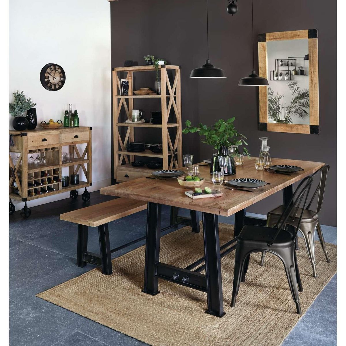 ATMOSPHERA Bibliothèque 1 tiroir en bois SILAS - Beige