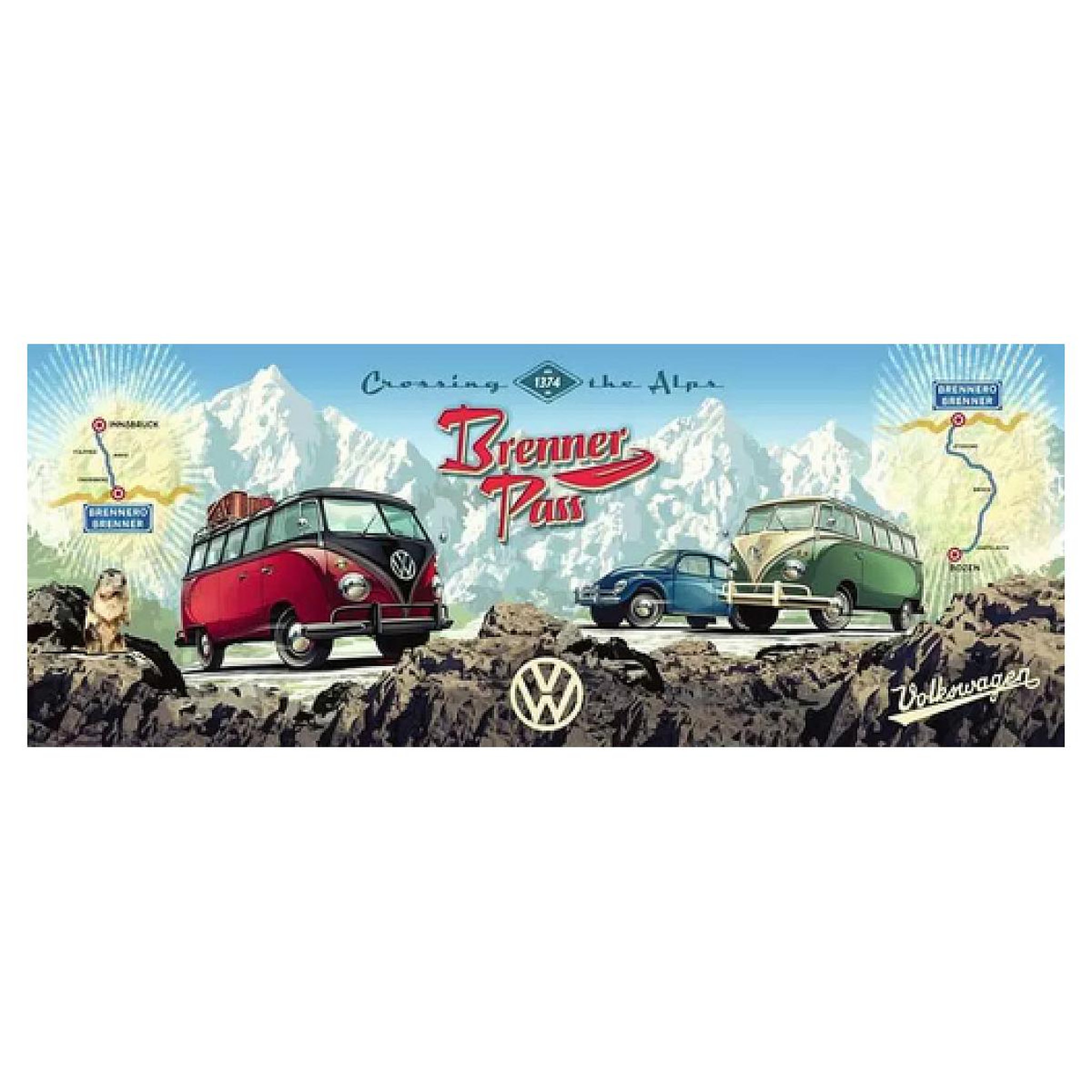 Voir la diapositive 2 : RAVENSBURGER puzzle 1000 pièces - à travers les Alpes en VW