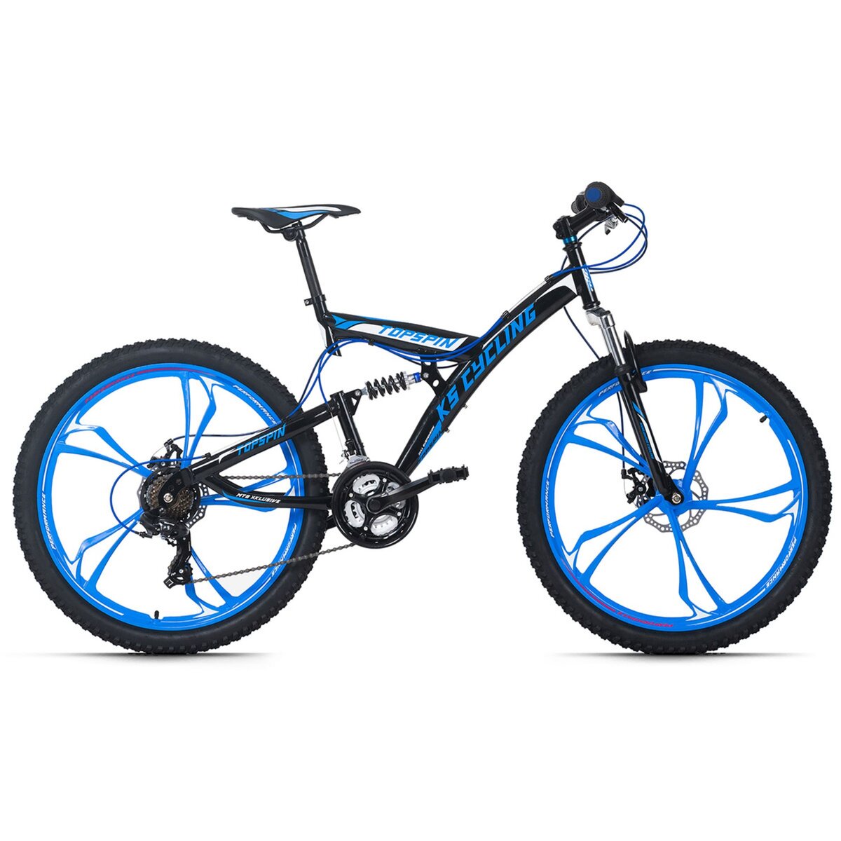 VTT Tout Suspendu 26 Topspin noir bleu TC 51 cm pas cher Auchan