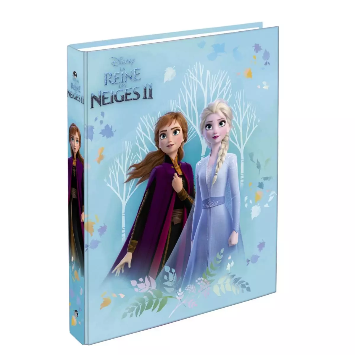 DISNEY Classeur A4 rigide Reine des Neiges Elsa et Anna foret fond bleu