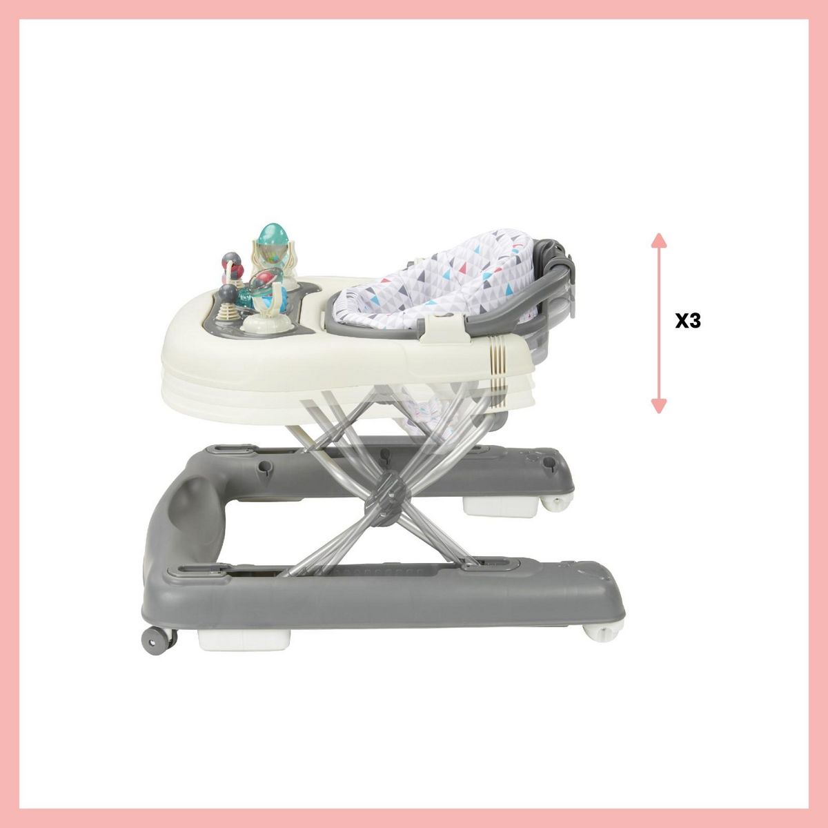 BABYMOOV Trotteur-Pousseur bébé Babymoov - Evolutif - Pliage compact - Musical - Zinc