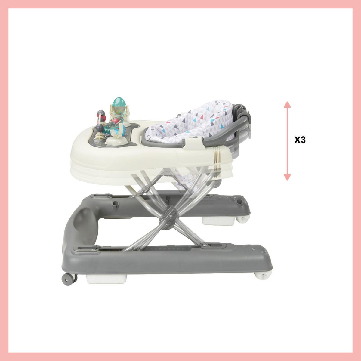 BABYMOOV Trotteur-Pousseur bébé Babymoov - Evolutif - Pliage compact - Musical - Zinc