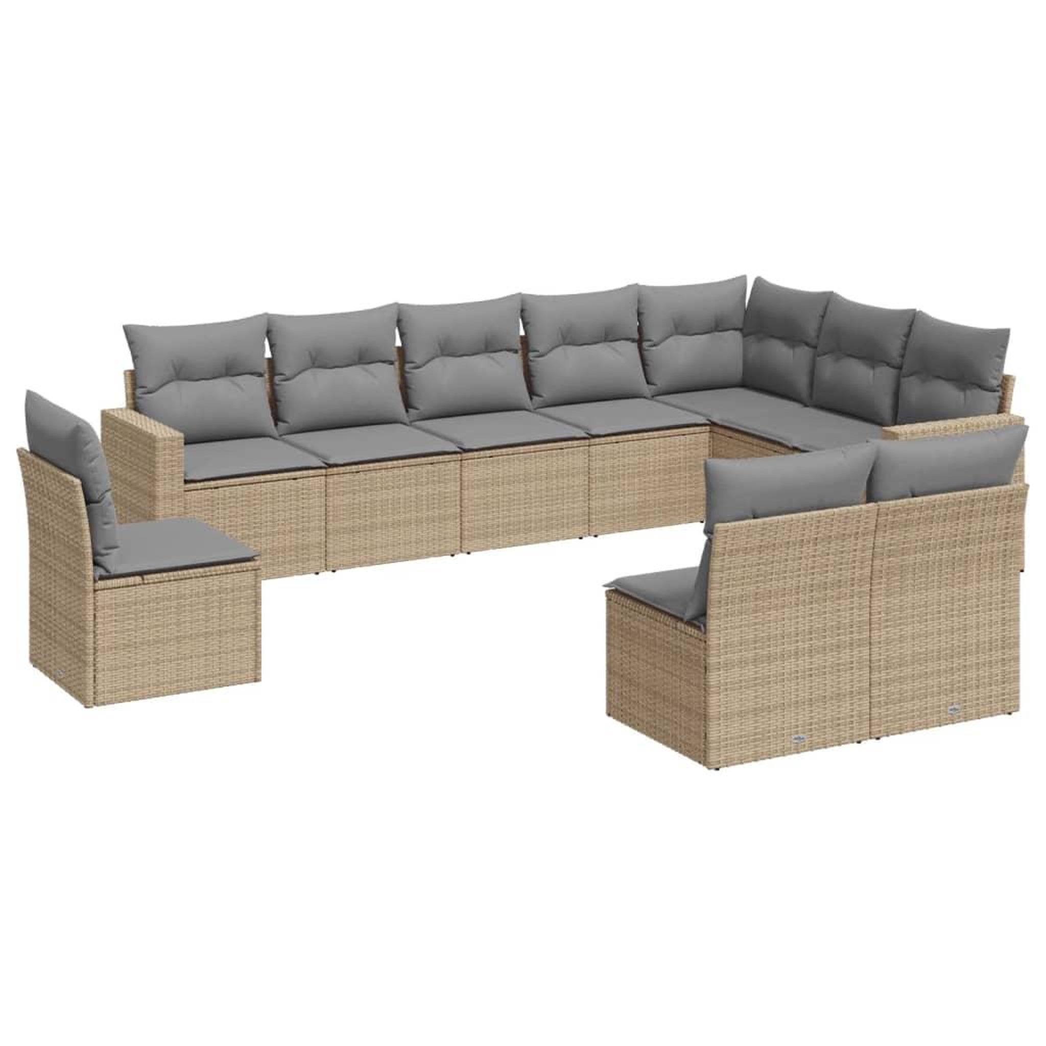 Voir la diapositive 2 : VIDAXL Salon de jardin avec coussins 10 pcs beige resine tressee