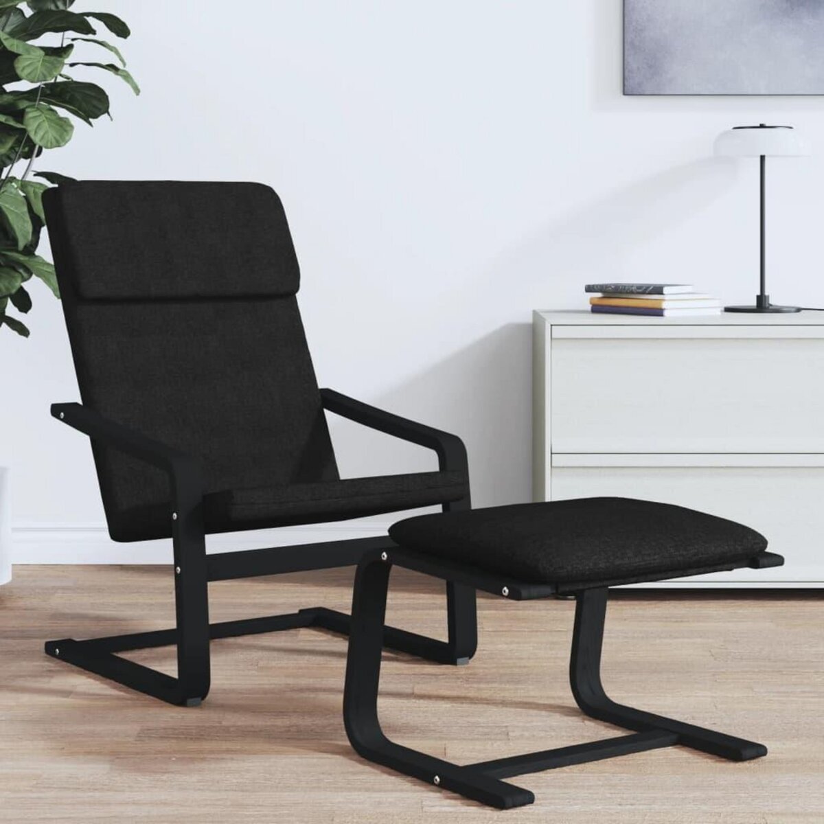 VIDAXL Chaise de relaxation Noir Tissu