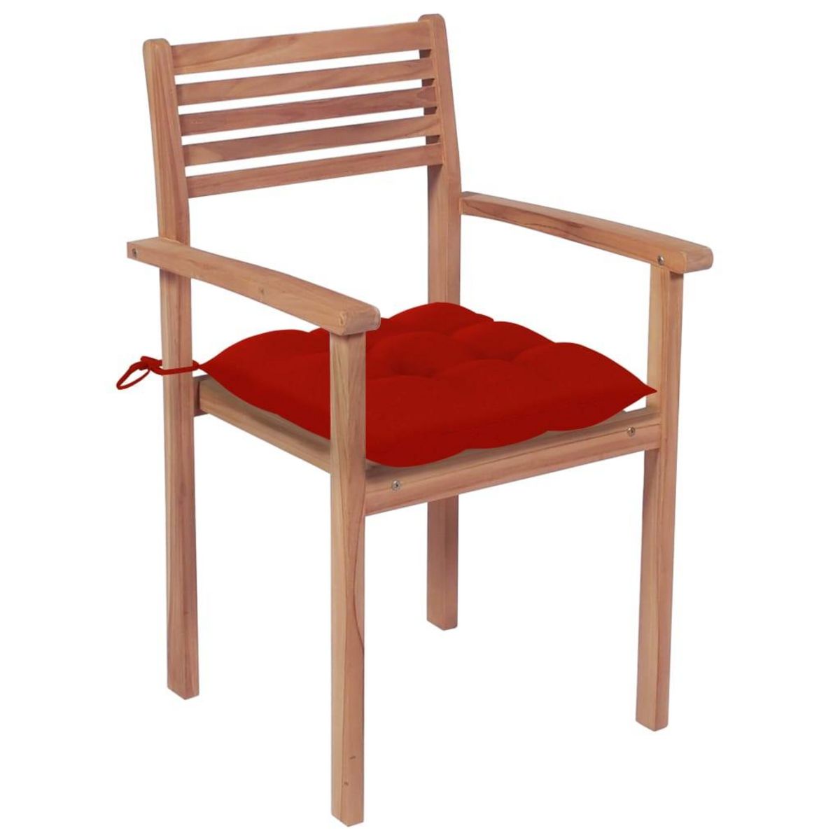 VIDAXL Chaises de jardin lot de 4 et coussins rouge bois teck solide