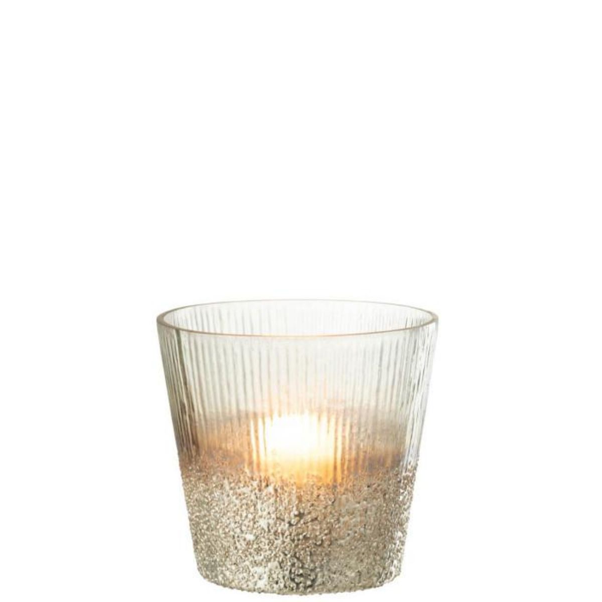 Paris Prix Photophore Côtelé en Verre  Althea  16cm Argent