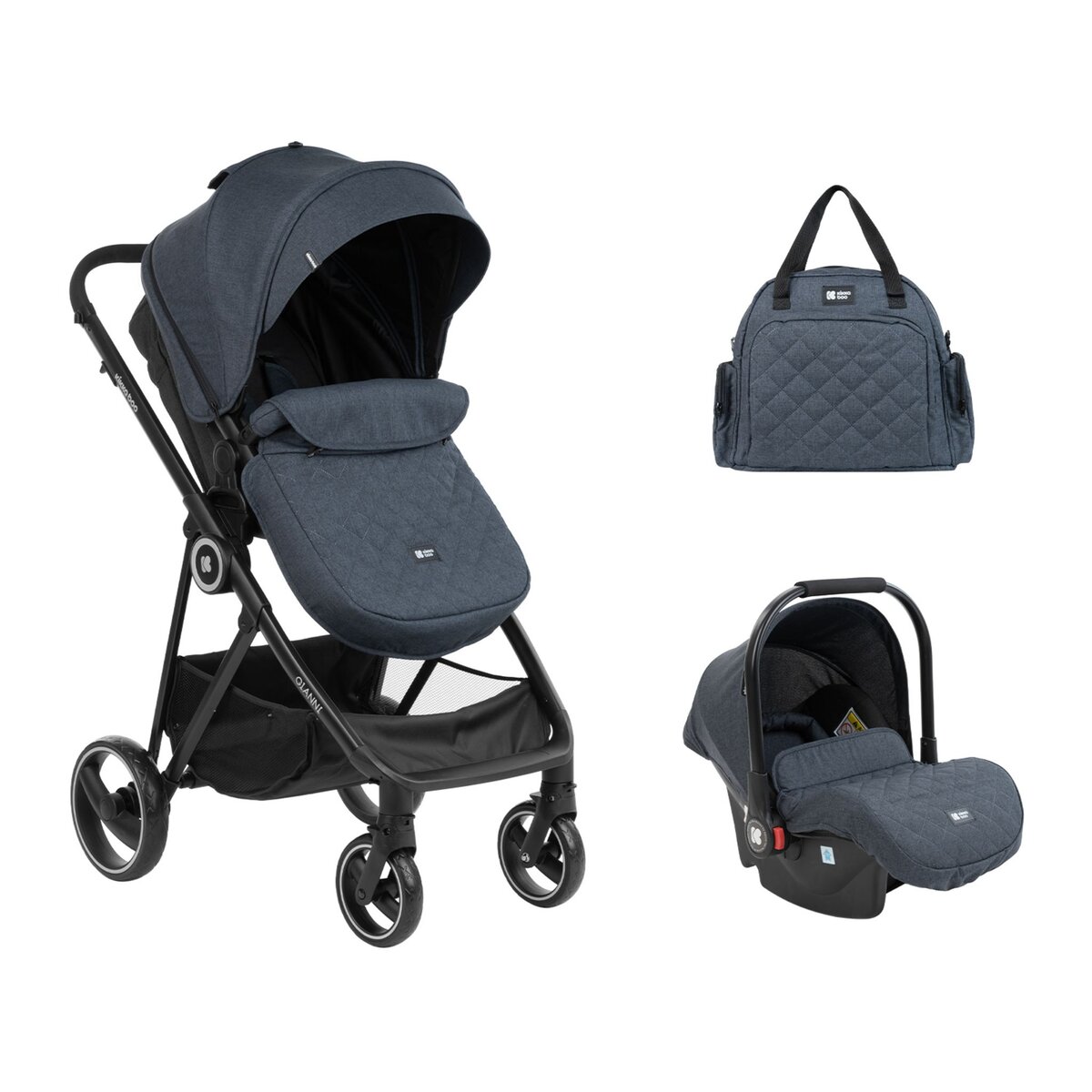 KIKKABOO Poussette combinée trio 3 en 1 avec siège auto Gianni Kikka 0+ pas  cher 