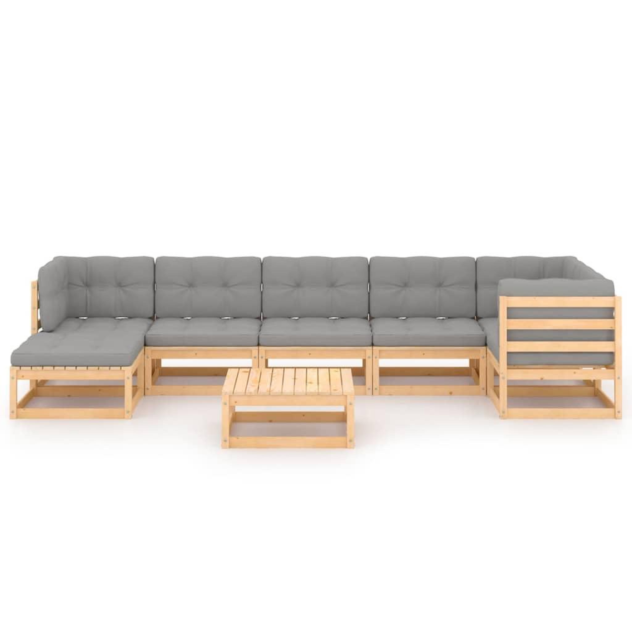 Voir la diapositive 3 : VIDAXL Salon de jardin 8 pcs avec coussins Bois de pin massif