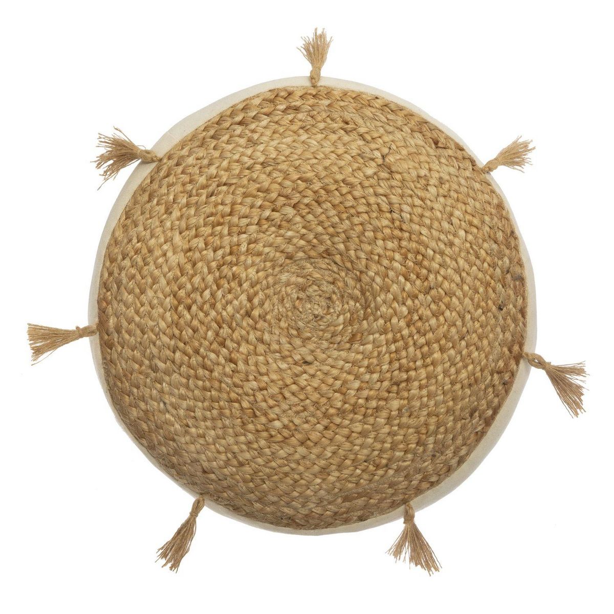ATMOSPHERA Coussin de sol design jute Rituality - Diam. 38 m - Beige