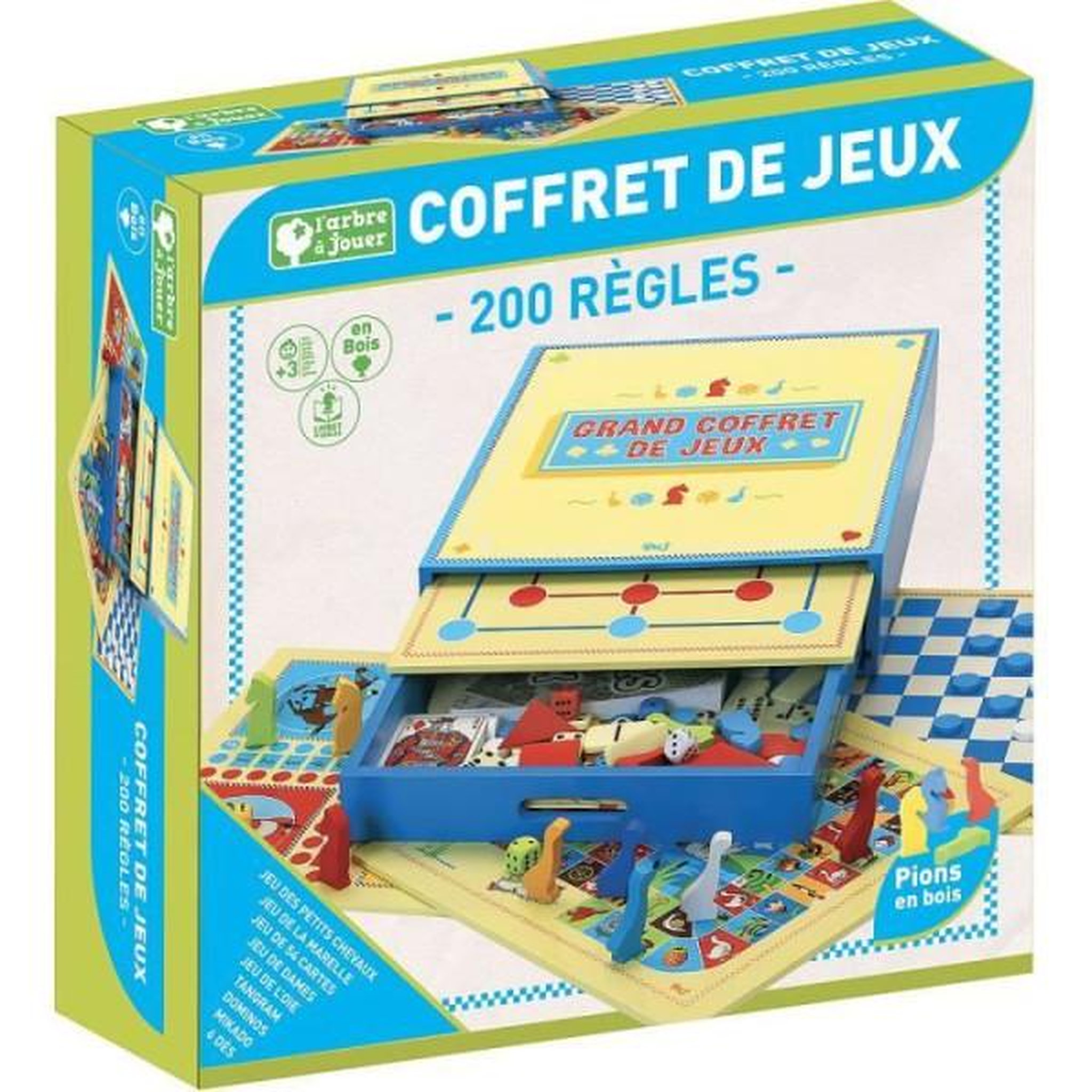 Voir la diapositive 2 : L'ARBRE A JOUER Jeu de société en bois - l'arbre a jouer - grand coffret de jeux - 200 regles