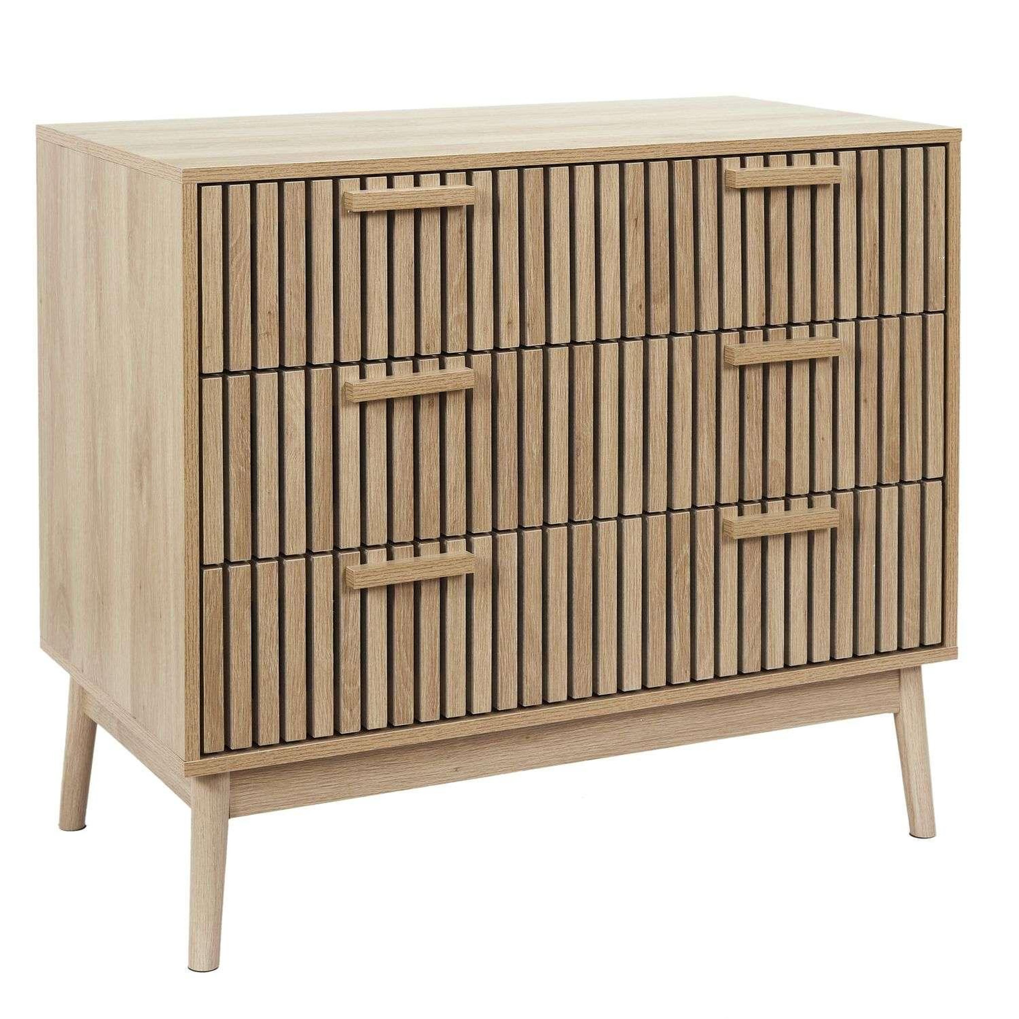 Voir la diapositive 2 : The Home Deco Factory Commode 3 tiroirs saulk - marron