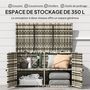 Voir la diapositive 4 : OUTSUNNY Coffre de jardin 3 portes étagère 350L dim. 118 x 57 x 69 cm résine tressée camaïeu de gris