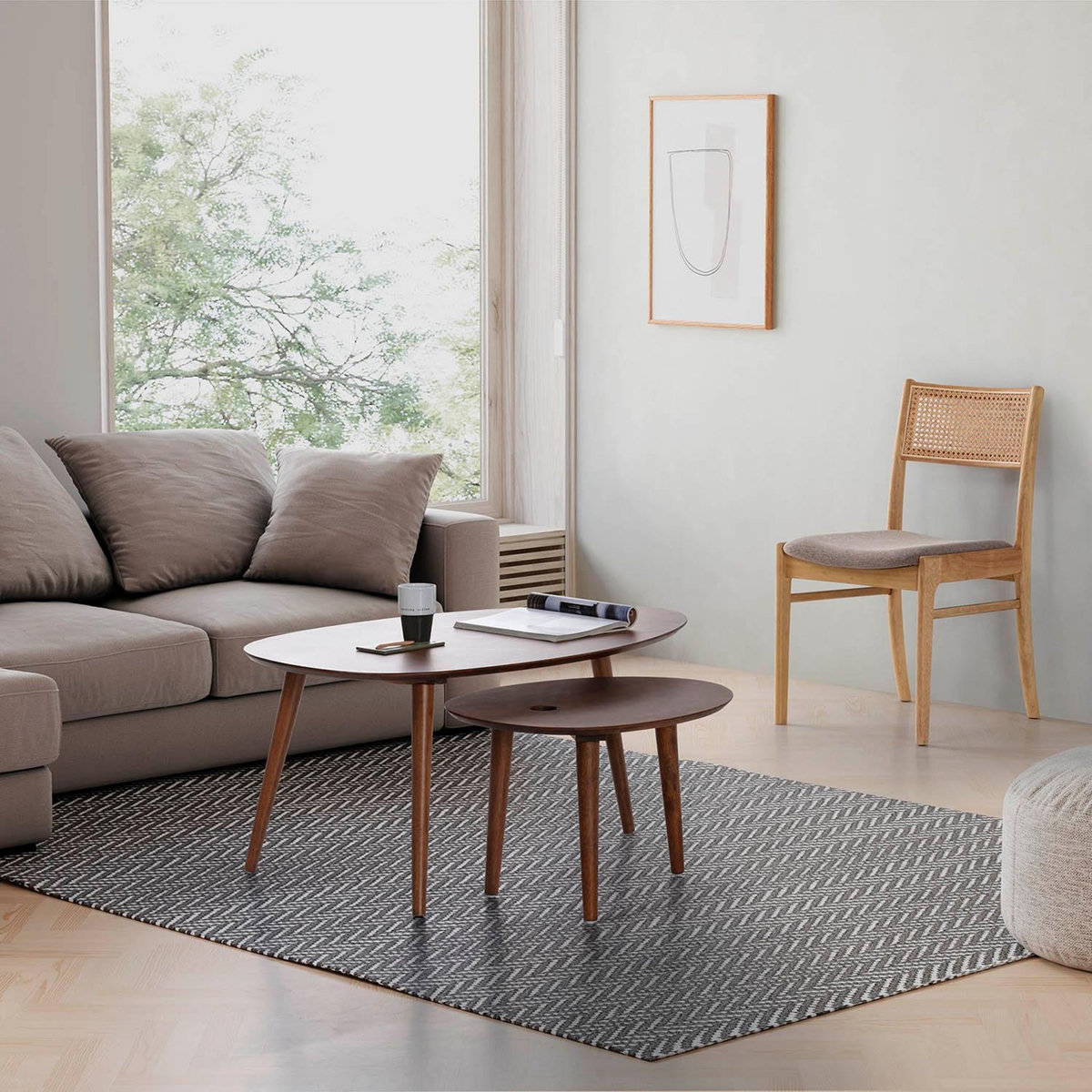 VS VENTA-STOCK Set de 2 tables basses Eclipse couleur noyer, bois massif