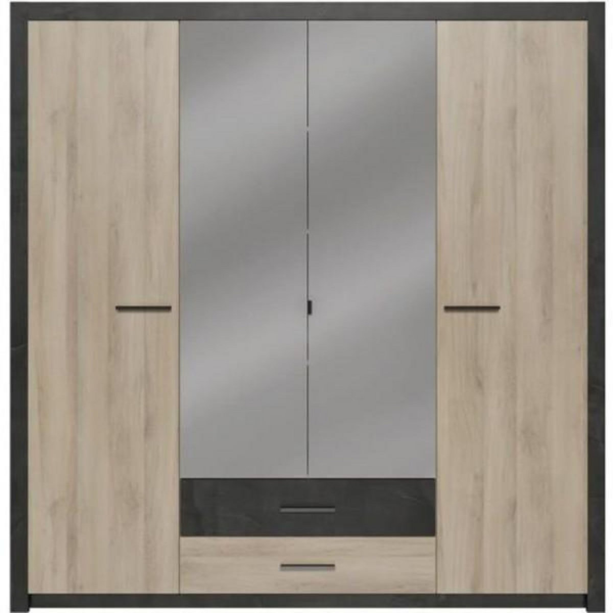 Demeyere Armoire - Décor Chene Kronberg - 4 portes et 2 tiroirs - Chambre - L 198 x H 203,1 x 56,6 cm - COLORADO