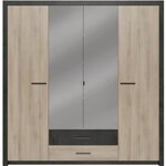 Demeyere Armoire - Décor Chene Kronberg - 4 portes et 2 tiroirs - Chambre - L 198 x H 203,1 x 56,6 cm - COLORADO