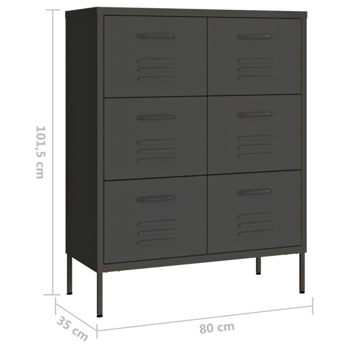 VIDAXL Armoire a tiroirs Anthracite 80x35x101,5 cm Acier