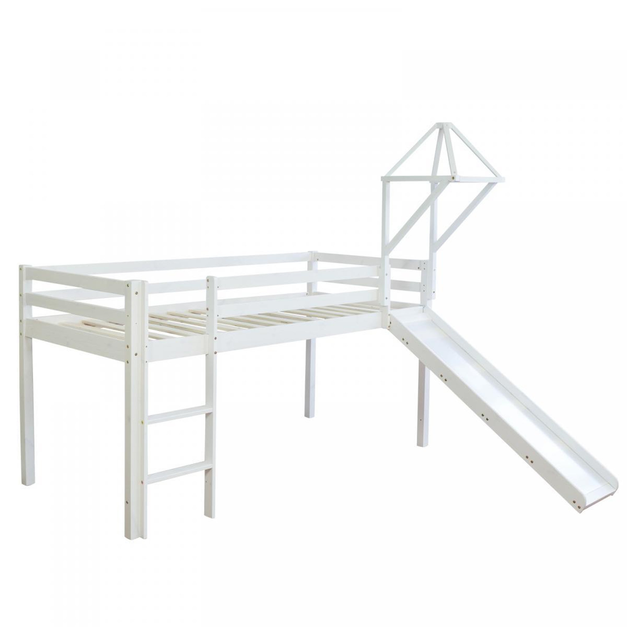 Voir la diapositive 3 : HomeStyle4U Lit enfant mezzanine blanc Pirate