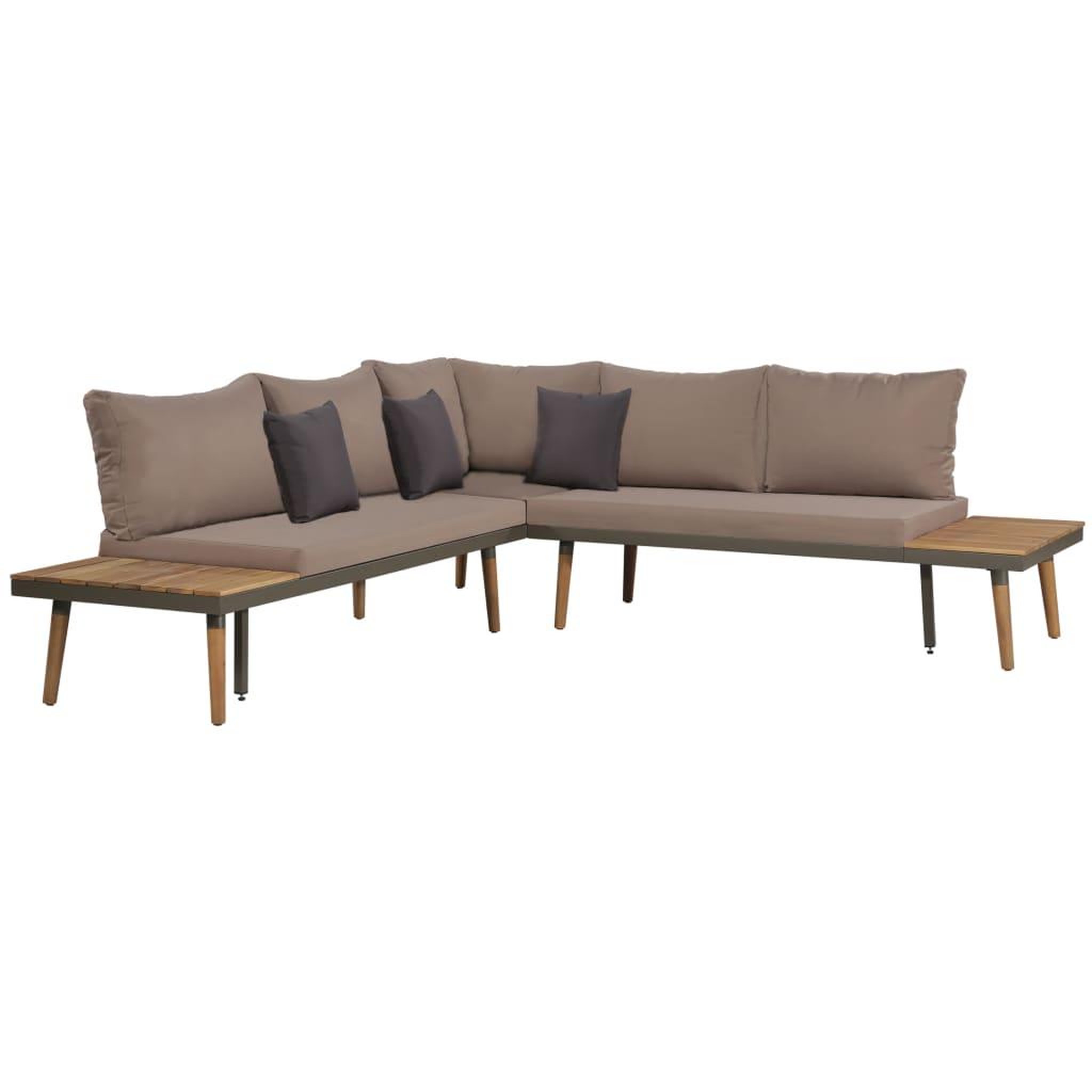 Voir la diapositive 2 : VIDAXL Salon de jardin 4pcs et coussins bois d'acacia solide marron