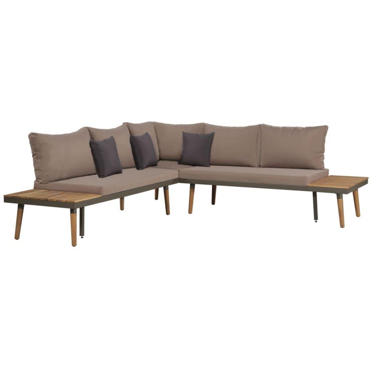 VIDAXL Salon de jardin 4pcs et coussins Bois d'acacia solide Marron