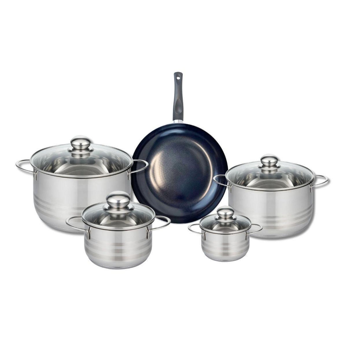 ELO Ensemble de 1 Poêle de cuisson 24 cm et 4 faitouts 12, 16, 20 et 24 cm Elo Prima Brillant
