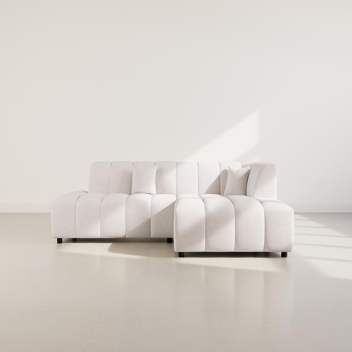 LISA DESIGN Curtis - canapé d'angle droit 4 places sans accoudoir en tissu texturé