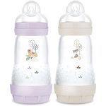 MAM Lot de 2 Biberons - MAM - Easy Start / Anti-Colique - 260 ml - Tétine Débit 2 - Lilas + Sable