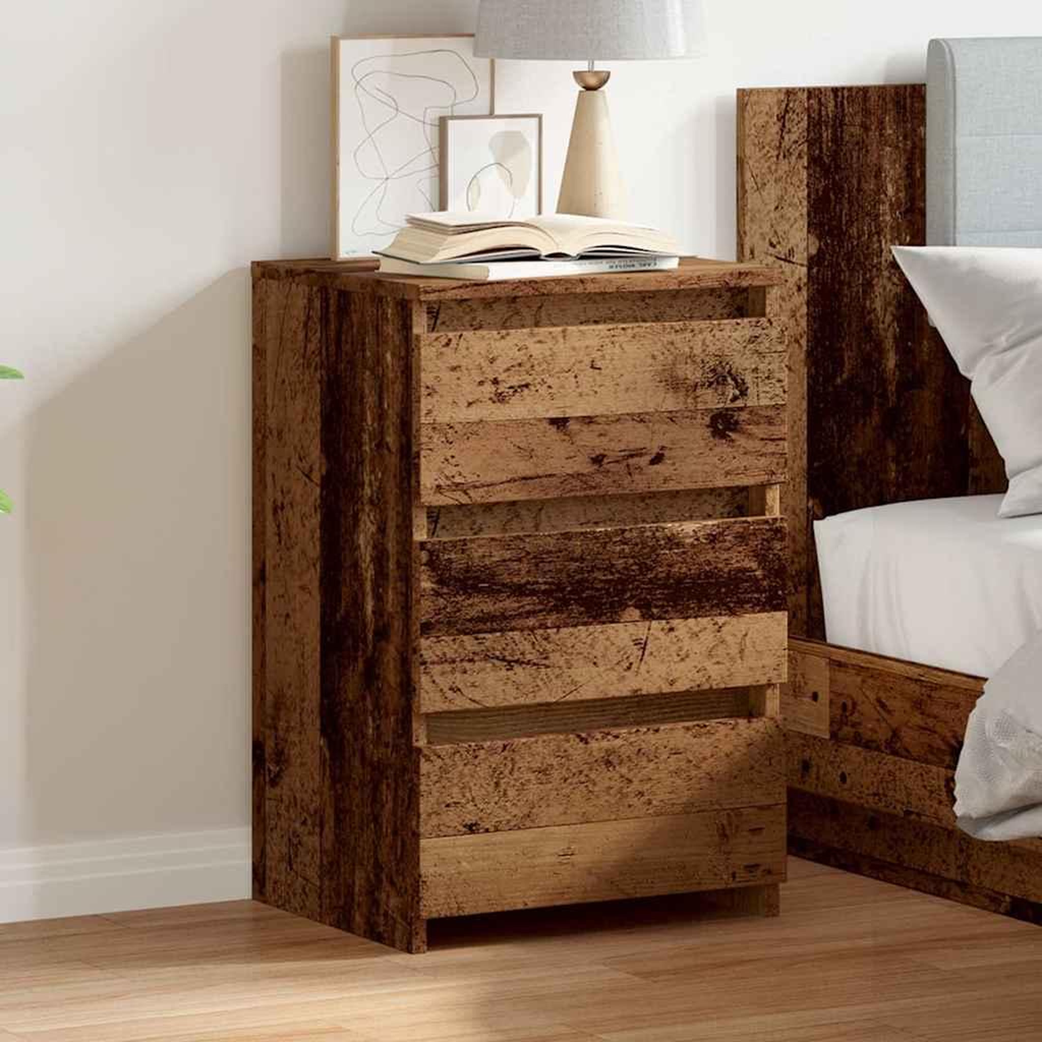 Voir la diapositive 4 : VIDAXL Table de chevet vieux bois 40x35x62,5 cm bois d'ingenierie