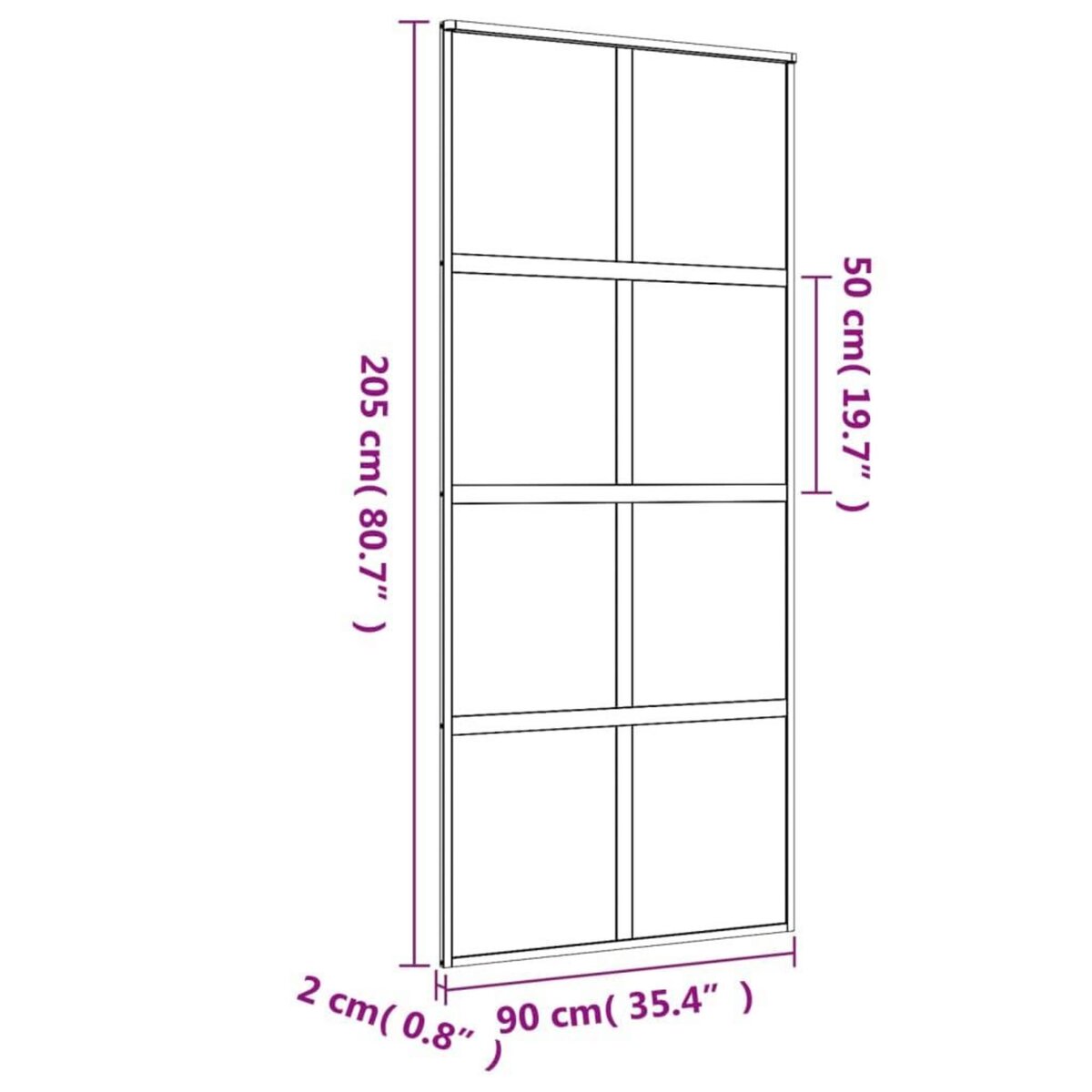 VIDAXL Porte coulissante dore 90x205 cm verre ESG clair et aluminium