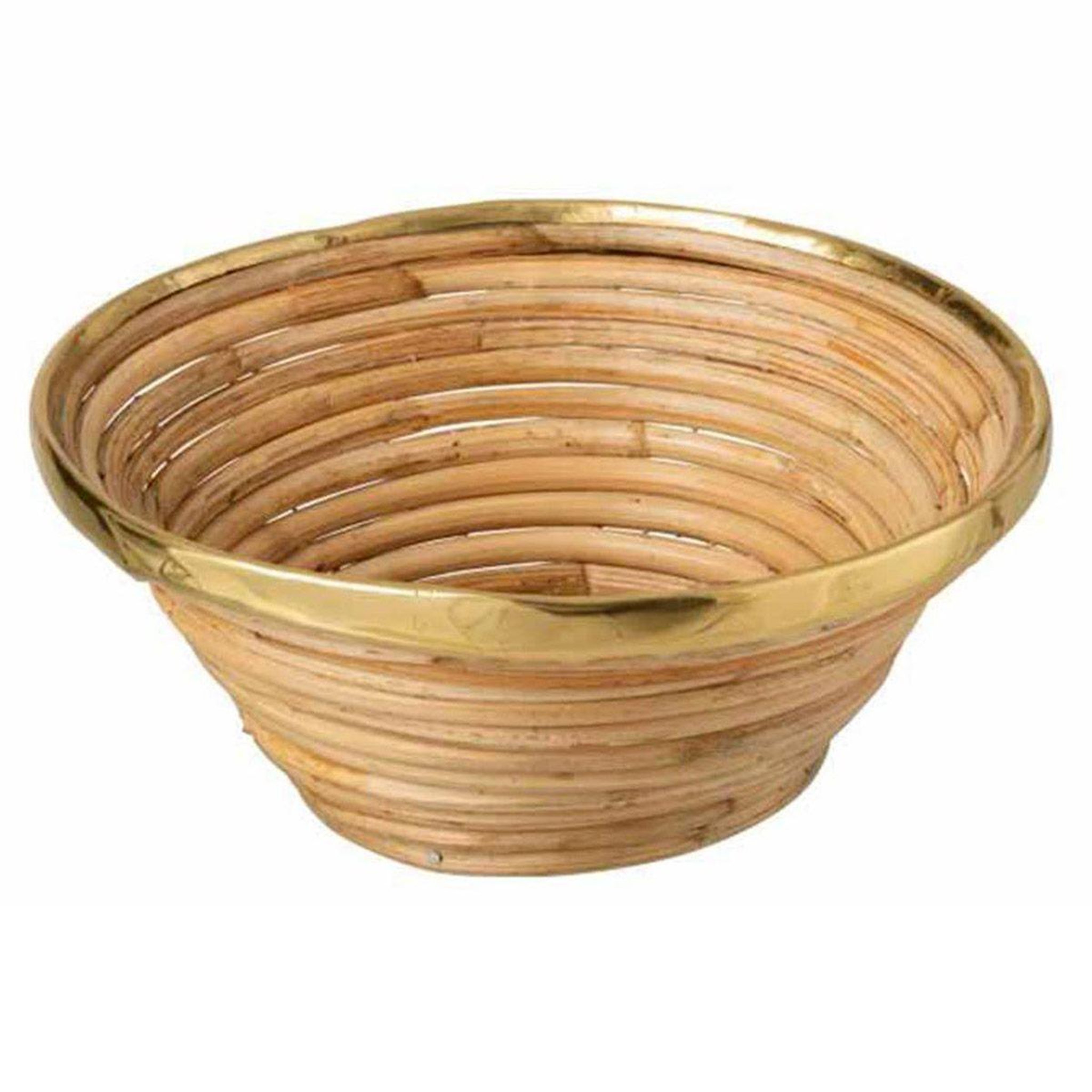 J-LINE Panier Rond Déco  Rotin  28cm Or & Naturel
